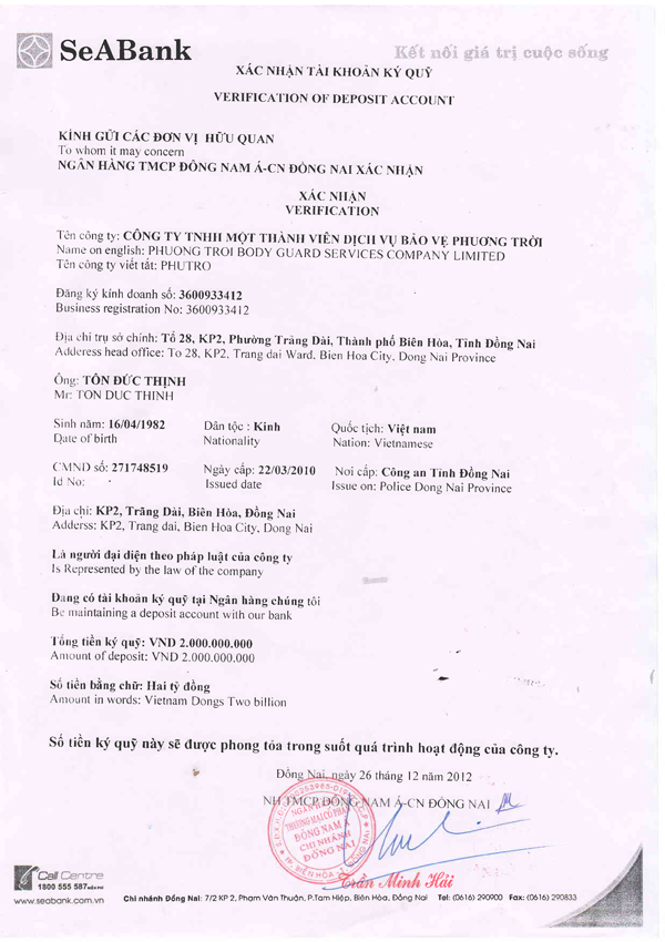 Giấy ký quỹ 2 tỷ
